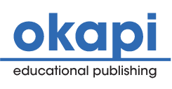 A blue and white logo of an educational publishing company.